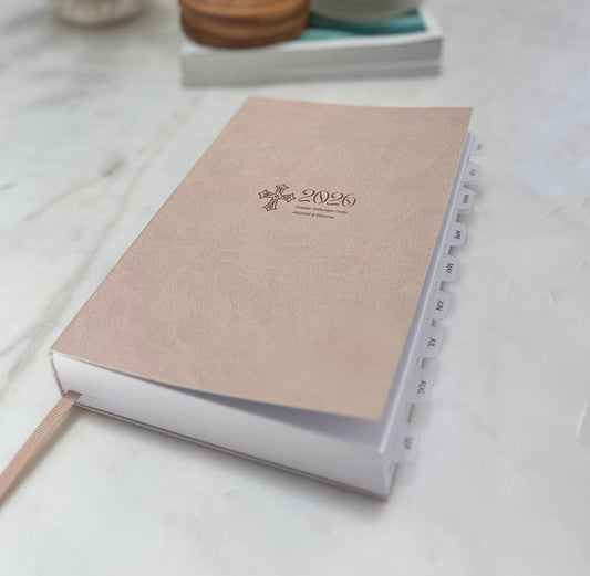 Bundle - A5 Leather bound - 2026 Coptic Orthodox Daily Journal & Planner (Australia) + Month tabs
